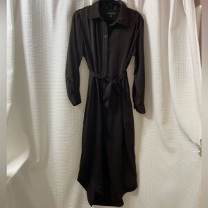 NWOT BR Factory Petite Satin Crepe Maxi Shirtdress